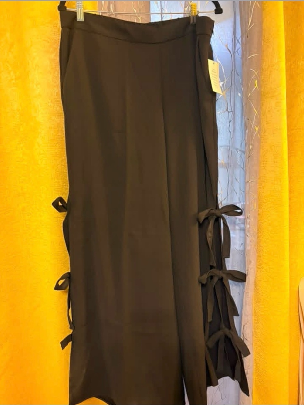 Eloquii Black Midi Pants  With Side Tie Detail